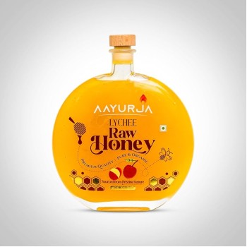 AAYURJA Lychee Raw Honey | Exotic Lychee Flavor | Packed with Nutrients and Antioxidants | Smooth and Aromatic Sweetener | 750 Grams
